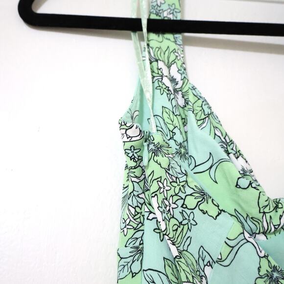 Vintage Ann Taylor Loft Green Floral Halter Mini Dress 6 90s Cocktail Wedding - Picture 7 of 9